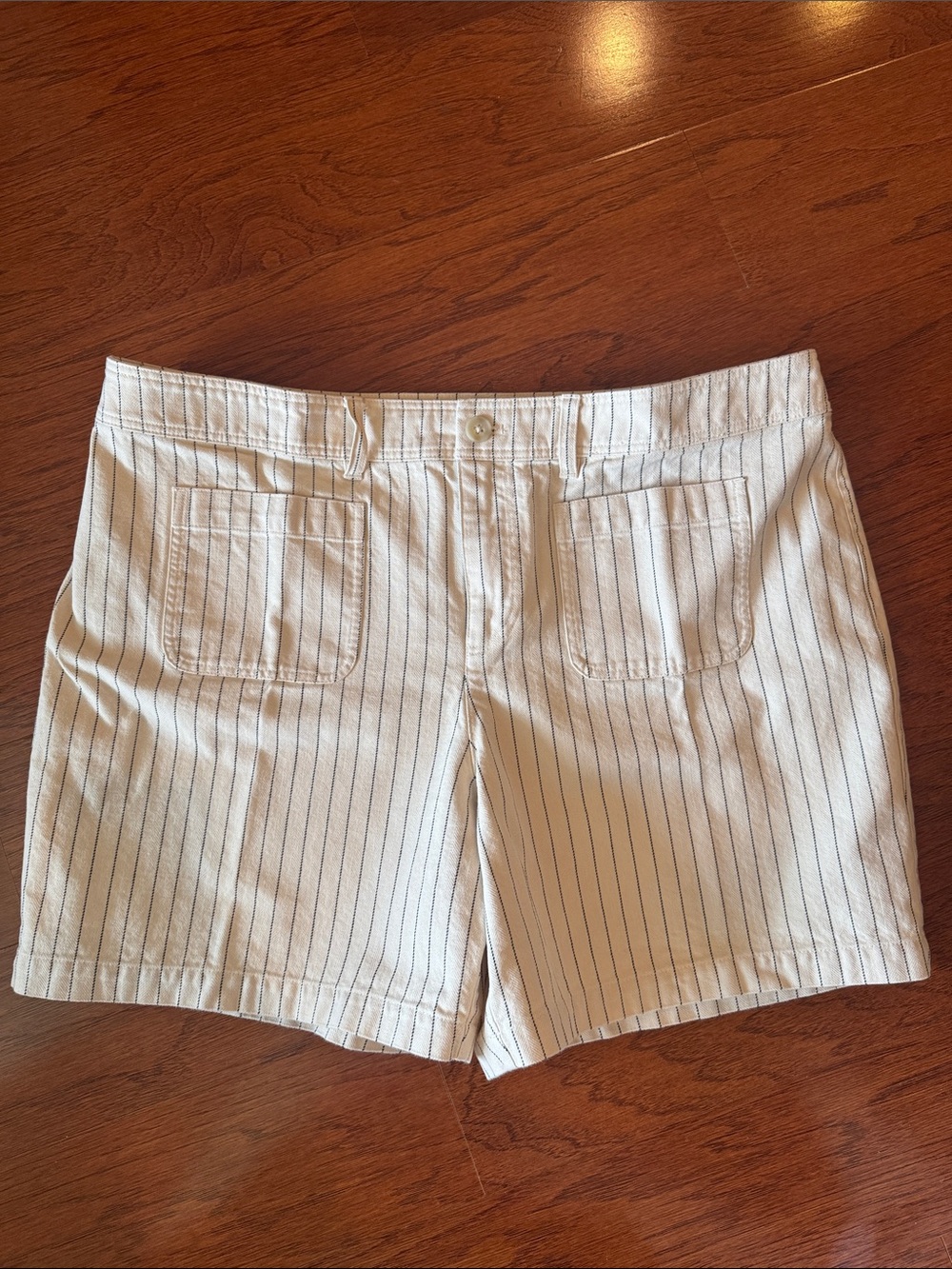 Talbots Cream Shorts with Black Pinstripes